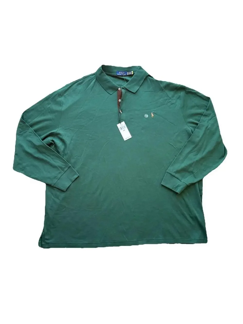 NWT Polo Ralph Lauren Mens Green Long Sleeve Polo Shirt 4XB Flesh Pony